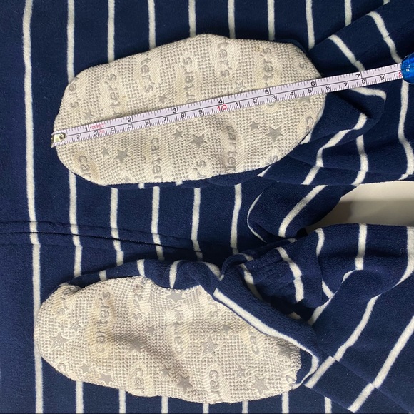 Boys 3T Navy blue Carters winter Bulldog Footed fleece Onesie - Picture 10 of 10